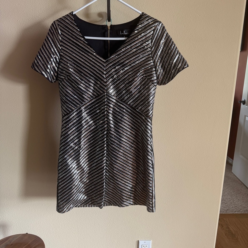 Lulus Broadway Star Gold Sequin Mini Dress. Medium